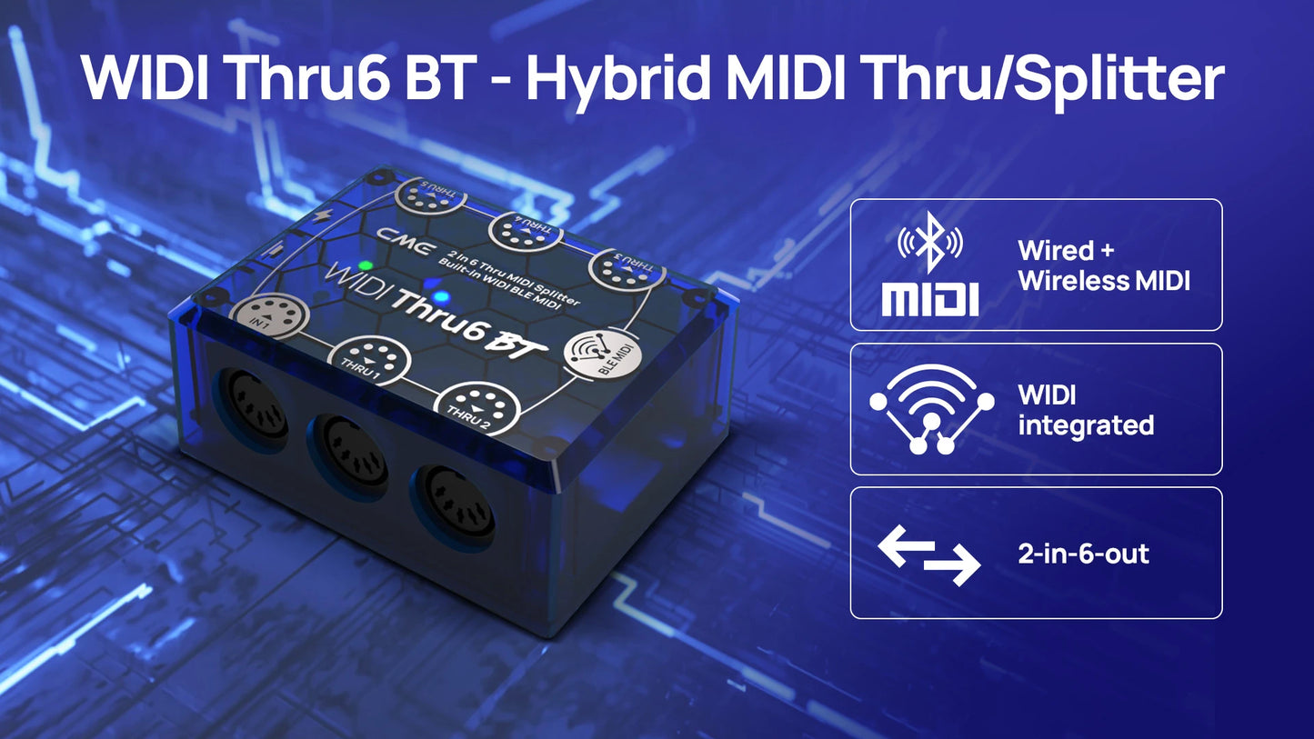 CME WIDI Thru6 BT - MIDI Thru Split Box with Bluetooth Promo