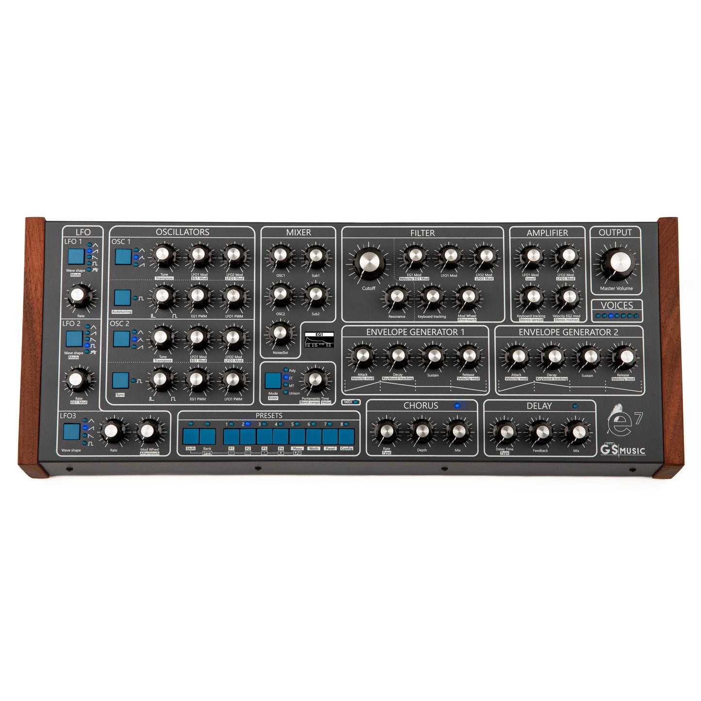 GS Music e7 Analogue Subtractive Synthesis Polyphonic Synthesiser
