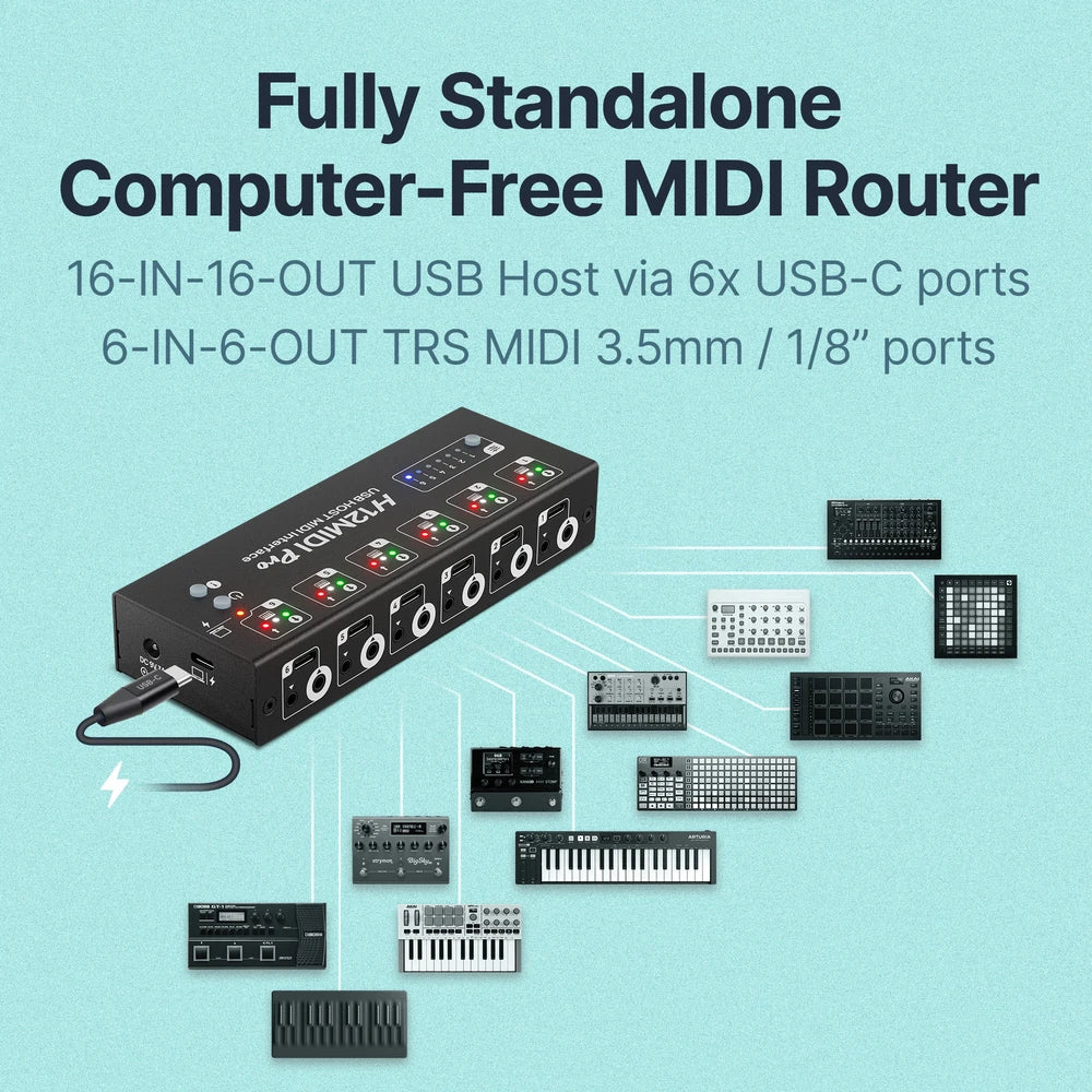 CME H12MIDI Pro | Standalone USB Host & TRS MIDI Interface Router
