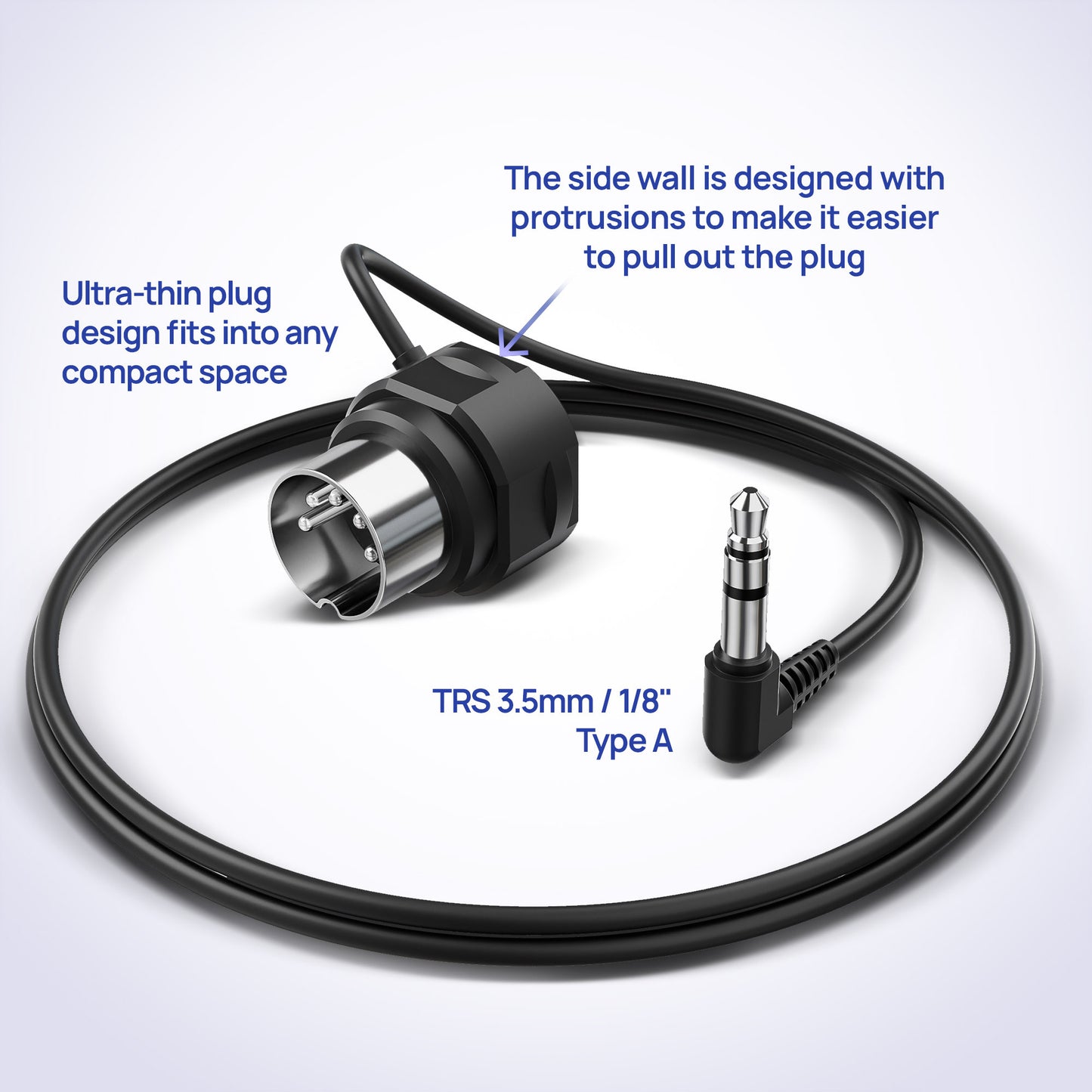 TRS (Angled, 1/8″, type A) to 5-pin DIN MIDI Cable 4-Pack – Various Lengths