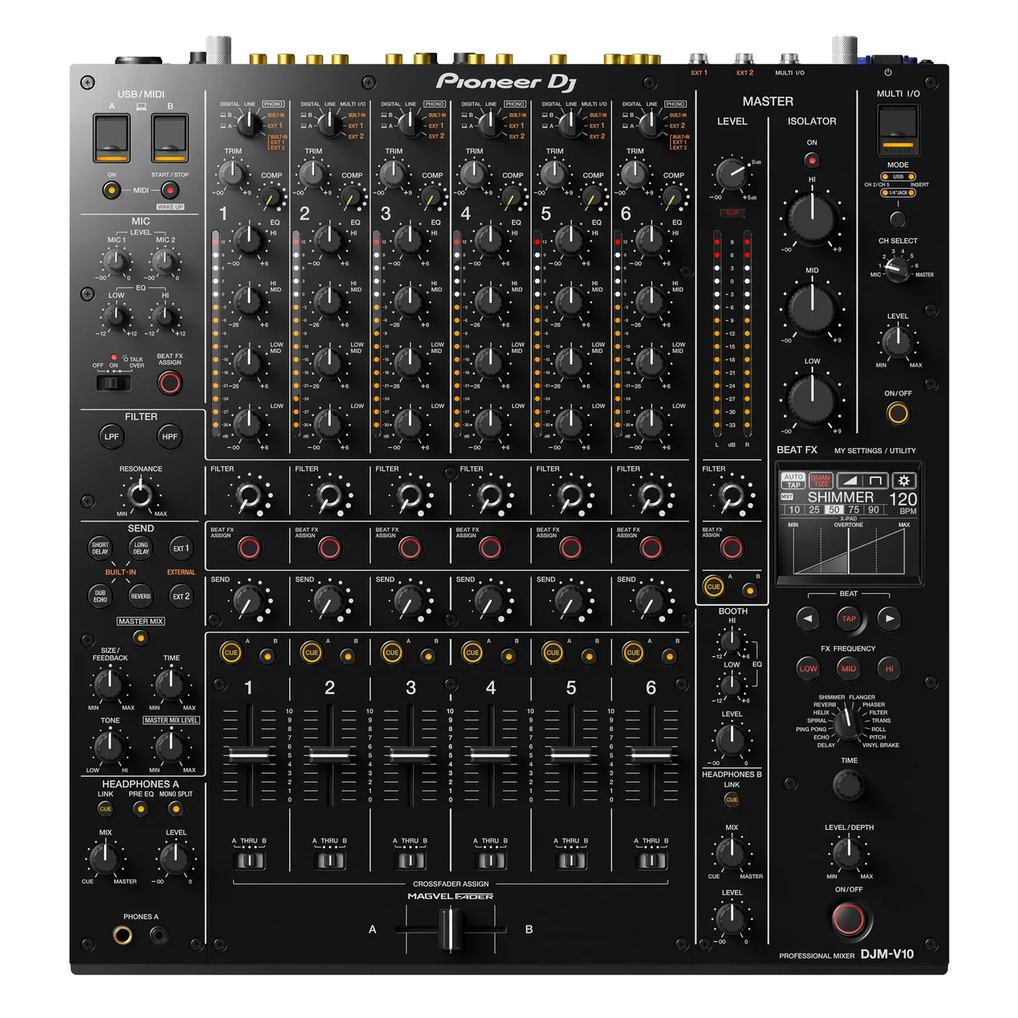 Pioneer DJM-V10 6 Channel Pro DJ Mixer Top View