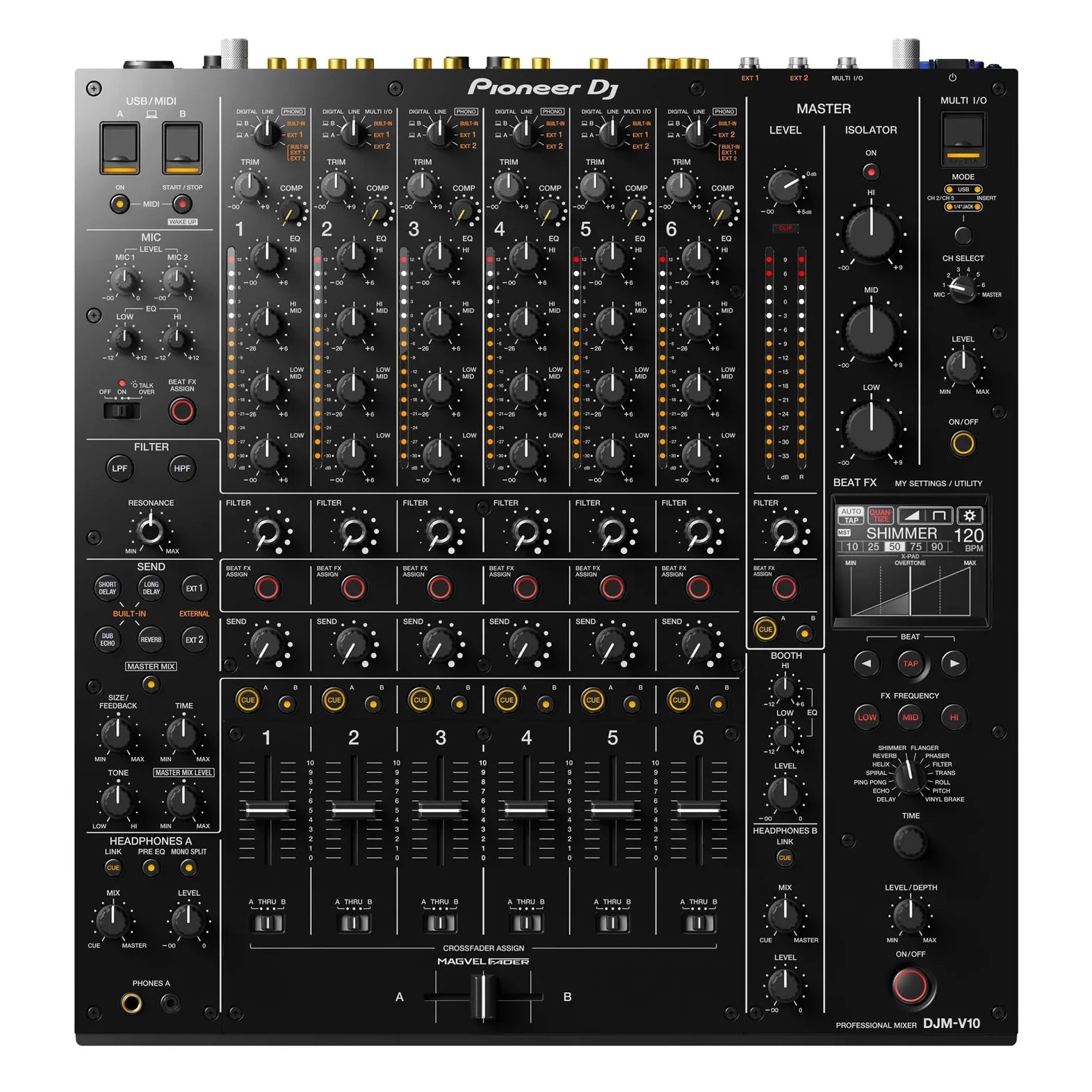 Pioneer DJM-V10 6 Channel Pro DJ Mixer Top View